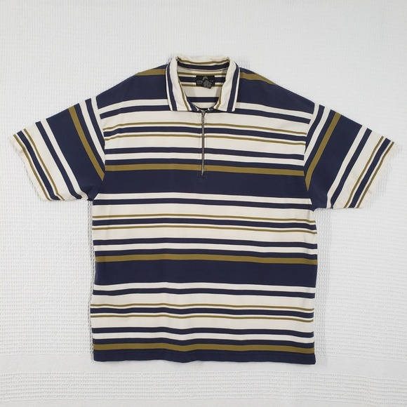 Structure Other - Vintage Structure Polo Shirt Mens Large Green Blue Striped Quarter Zip 90s